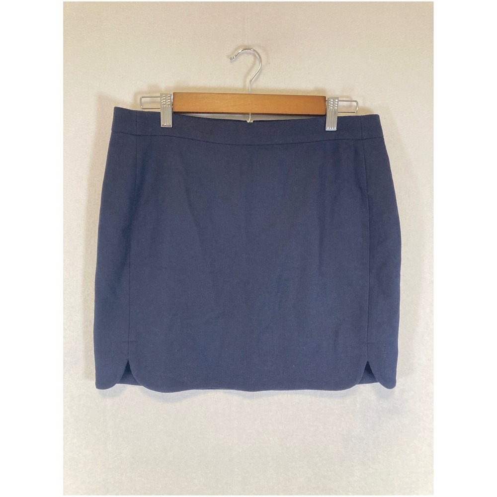 Classic J.Crew Women 6 Navy Blue Wool Blend Petal Hem Mini Skirt Tulip Slit